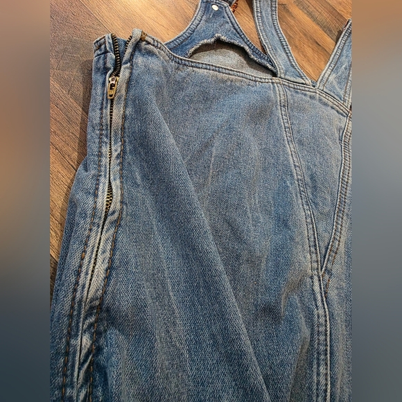 STAUD Wrangler Women's Western Blue Denim Light Wash Overall Mini Dress Size XL - Picture 9 of 9